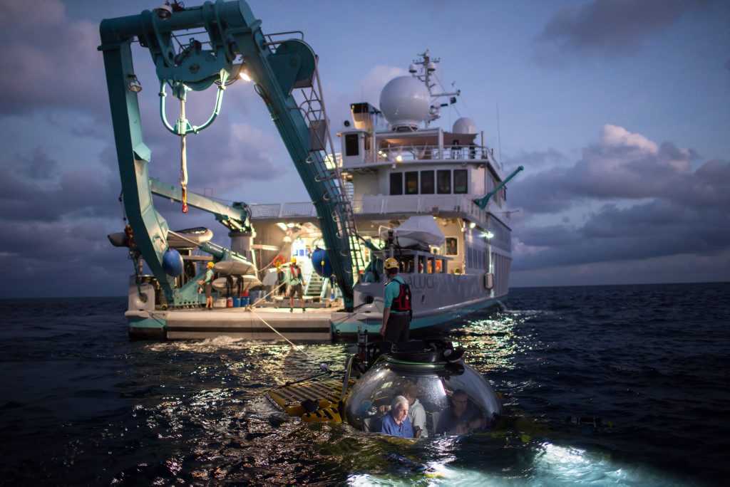 Sir David Attenborough in his Great Barrier Reef series on ABC.